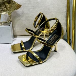 Fendi 110 Sandals with Fendace Embellished Women Patent Leather Gold