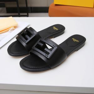 Fendi Baguette Slides Women Leather Black