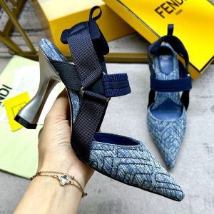 Fendi Colibri Slingback Pumps Women FF Motif Denim Blue