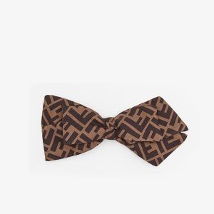 Fendi FF Bow Hair Clip In Silk Brown