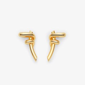 Fendi Filo F Earrings In Metal Gold