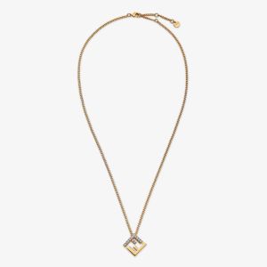 Fendi Forever Necklace In Metal with Crystals Gold