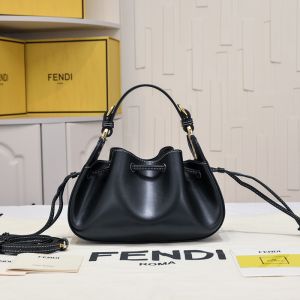 Fendi Mini Pomodorino Bucket Bag In Calf Leather Black