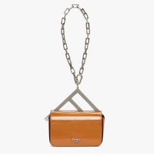 Fendi Nano F Bag In Calf Leather Brown