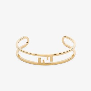 Fendi O'Lock Bangle Bracelet In Metal Gold