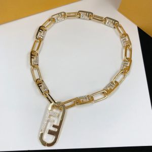 Fendi O'Lock Mesh Choker In Metal with Crystals Gold