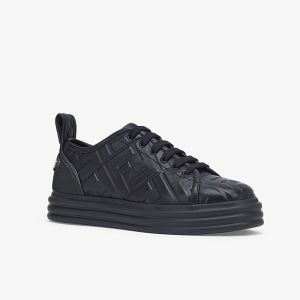 Fendi Rise Sneakers Women FF Motif Nappa Leather Black