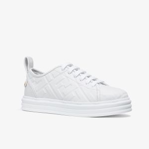 Fendi Rise Sneakers Women FF Motif Nappa Leather White