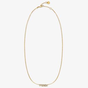 Fendi Fendigraphy Necklace In Metal with Crystals Gold