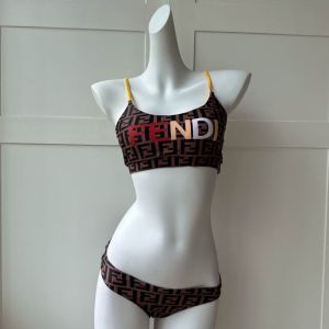 Fendi Underwear Set Women Fendi FF Motif Lycra Brown/Yellow