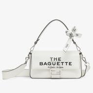 Fendi Medium Baguette Bag In The Baguette Motif Nappa Leather White