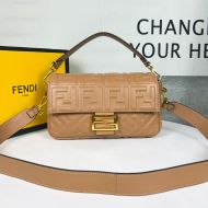 Fendi Medium Baguette Bag In FF Motif Nappa Leather Brown