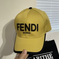 Fendi Baseball Cap In Fendi Roma FF Motif Canvas Yellow