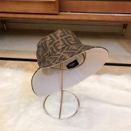 Fendi Bucket Hat In FF Motif Cotton Brown/White