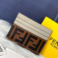 Fendi Card Holder In FF Motif Nappa Leather Grey