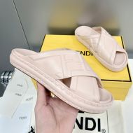 Fendi Crossover Slides Women FF Motif Leather Pink