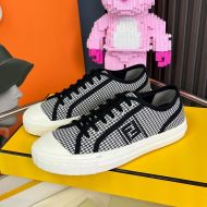 Fendi Domino Sneakers Unisex Houndstooth Motif Fabric Black