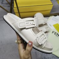 Fendi Feel Slides Unisex Leather White