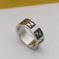 Fendi FF Ring In Enamel Metal Black/Palladium