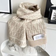 Fendi FF Scarf In Wool and Cashmere Grey