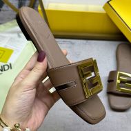 Fendi FFold Slides Women Leather Coffee