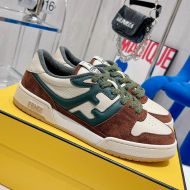 Fendi Match Compact Sneakers Unisex Suede Green