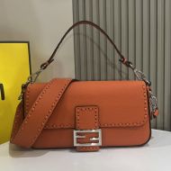 Fendi Medium Baguette Selleria Bag In Cuoio Romano Leather Orange