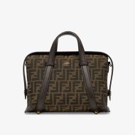 Fendi Medium Boston 365 Bag In FF Motif Fabric Brown