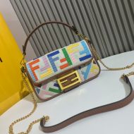 Fendi Mini Baguette Bag In FF Motif Canvas Multi Beige