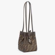 Fendi Mini Origami Bag In FF Motif Fabric Brown