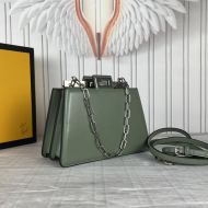 Fendi Mini Peekaboo Cut bag In Calf Leather Green