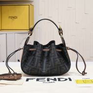 Fendi Mini Pomodorino Bucket Bag In FF Motif Fabric Brown