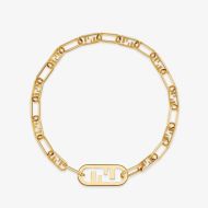 Fendi O'Lock Mesh Choker In Metal Gold