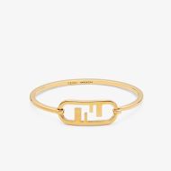 Fendi O'Lock Oval Bracelet In Metal Gold