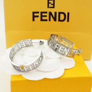 Fendi Small Forever Hoop Earrings In Laser Cut Metal Palladium