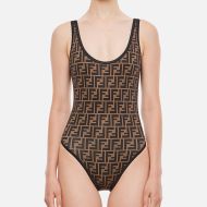 Fendi Swimsuit Women FF Motif Lycra Brown/Black