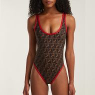 Fendi Swimsuit Women FF Motif Lycra Brown/Red