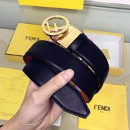 F is Fendi Buckle Reversible Belt In Calf Leather Black/Brown